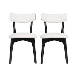 Sadie Light Beige and Matte Black Fabric and Wood Dining Chair (Set of 2)