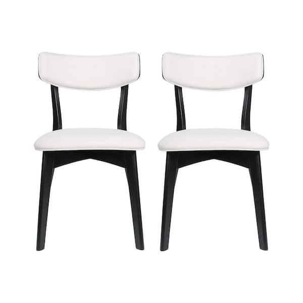 Noble House Sadie Light Beige and Matte Black Fabric and Wood Dining Chair (Set of 2)