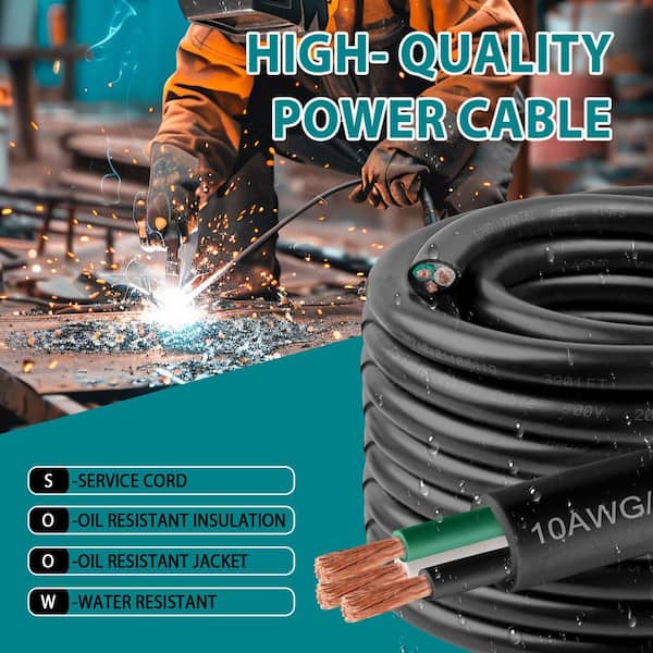 5 ft. 6 AWG/3 Conductor 600V SOOW Indoor/Outdoor Braided Extension
