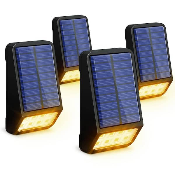 Solar Deck Lights 4-Pack Outdoor Waterproof Wireless 6 LEDs Dock Lighting w/ Screw for Deck Path Garden Walkway, Orange
