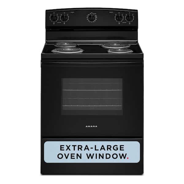 30 in. 4 Elements Freestanding Electric Range in Black with Extra-Large Oven Window