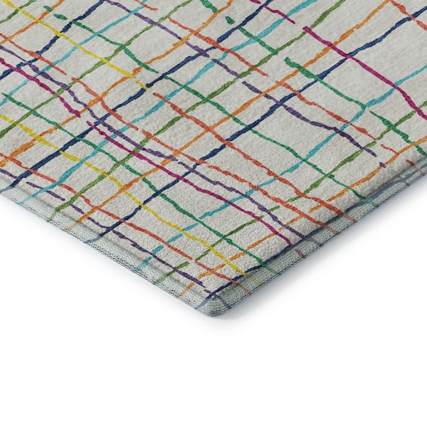 Mayfield Premium Machine Washable Abstract AMF998 White 10 ft. x 14 ft. Area Rug