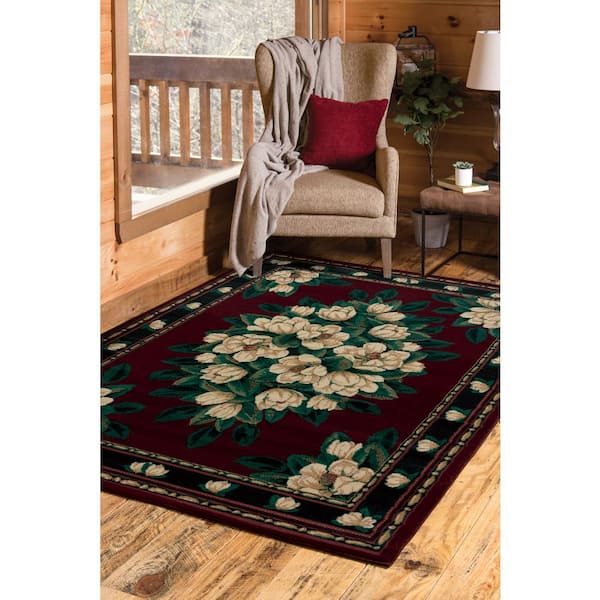 Manhattan Magnolia Burgundy 1 ft. 10 in. x 3 ft. Accent Area Rug