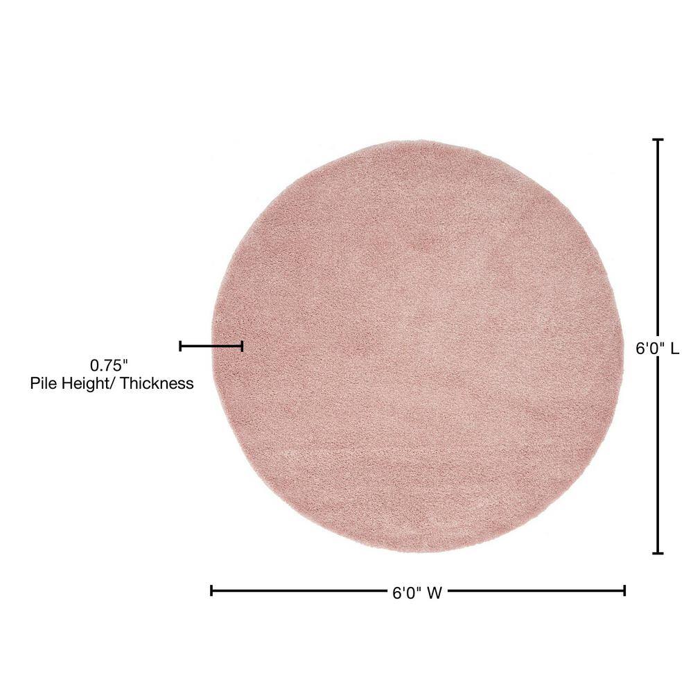 Calabasas Chic Pink Round Shag Area Rug for Kids