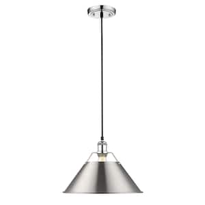 Orwell CH 1-Light Pendant - 14 in. in Chrome with Pewter Shade