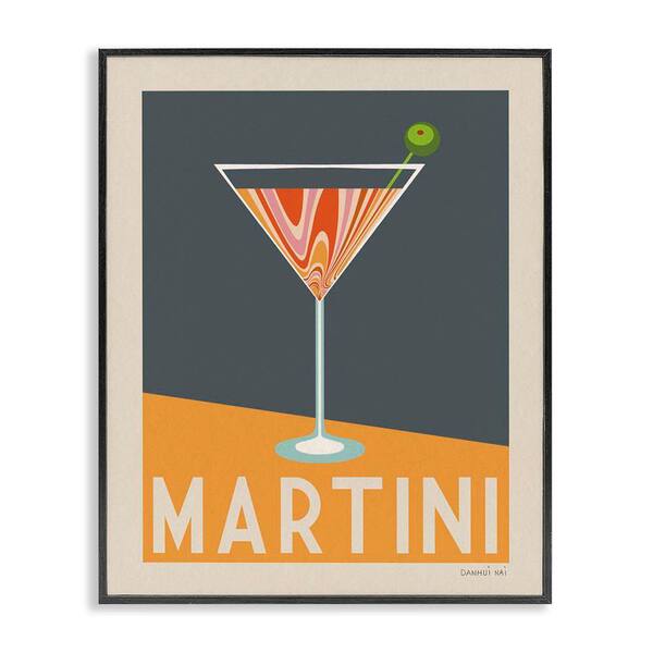 Stupell Industries Retro Swirled Martini by Danhui Nai Black Framed Food Giclee Art Print 30 in. x 24 in.