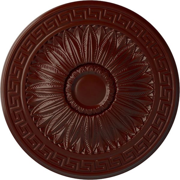 Ekena Millwork 20" x 1-3/8" Randee Urethane Ceiling Medallion (Fits Canopies upto 3-7/8"), Brushed Mahogany
