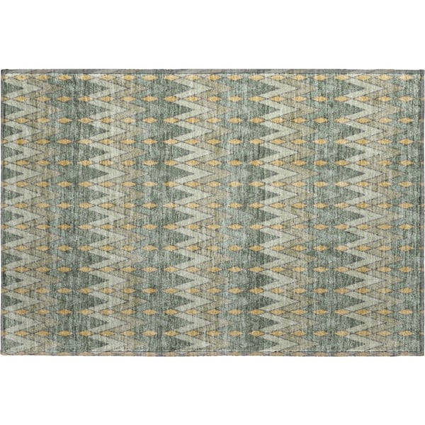Mayfield Premium Machine Washable Abstract AMF2558 Basil 2 ft. x 3 ft. Accent Rug