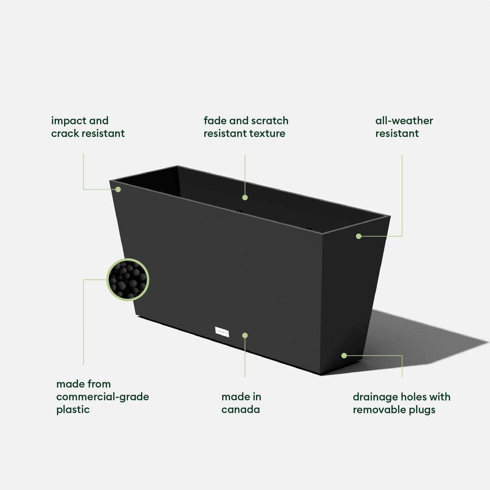 Black 31" Recycled Plastic Indoor/Outdoor Planter
