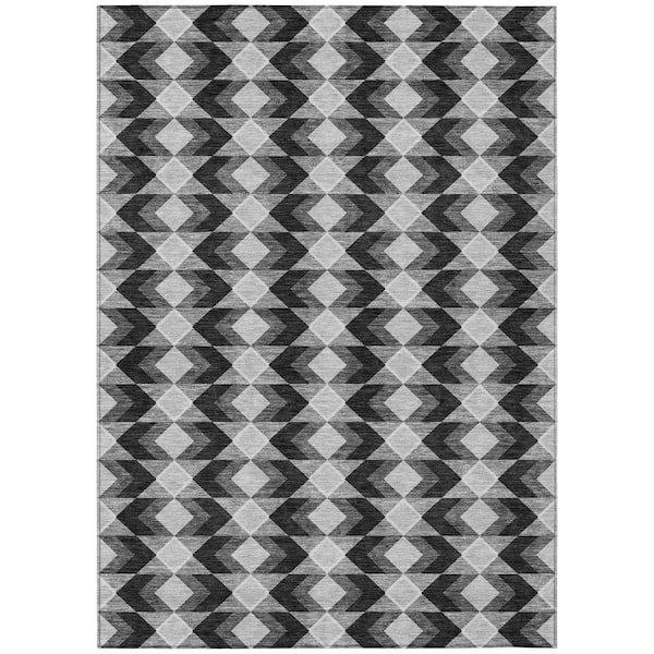 Chantille Machine Washable Indoor/Outdoor Abstract ACN2687 Black 10 ft. x 14 ft. Area Rug