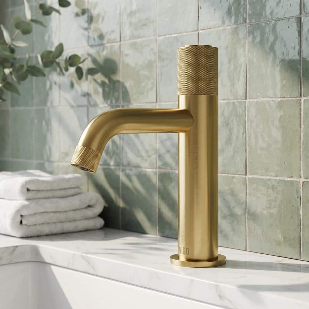 VIGO Apollo Button Operated Single-Hole Bathroom Faucet in Matte