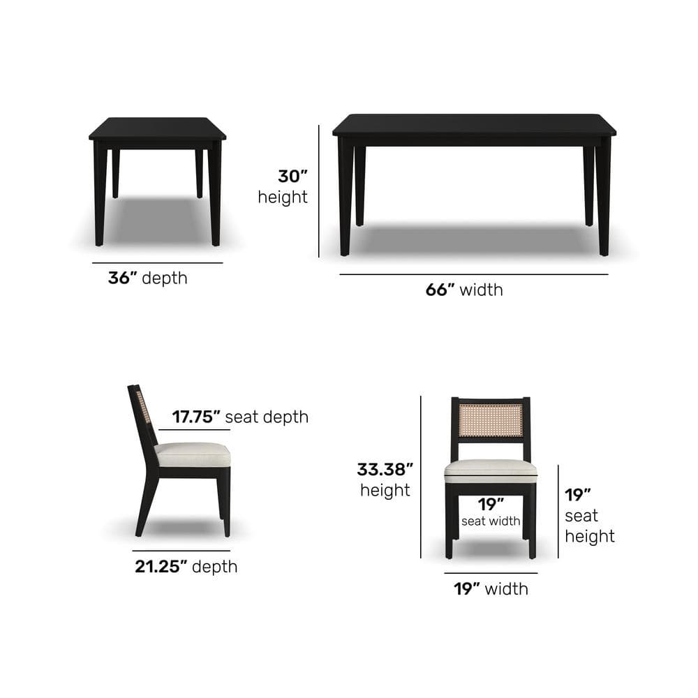 Brentwood Black Wood Rectangle Dining Set with 6 Chairs