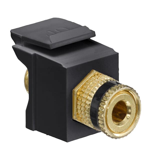 Leviton QuickPort Binding Post Connector with Black Stripe, Black
