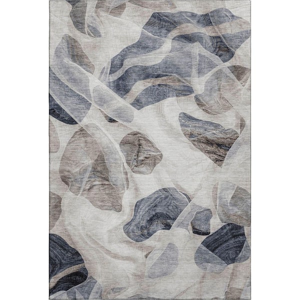 Mayfield Premium Machine Washable Abstract AMF1863 Putty 5 ft. x 7 ft. 6 in. Area Rug