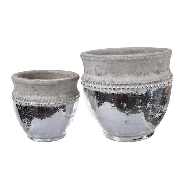 A & B Home Uma Natural Ceramic Pots (Set of 2)