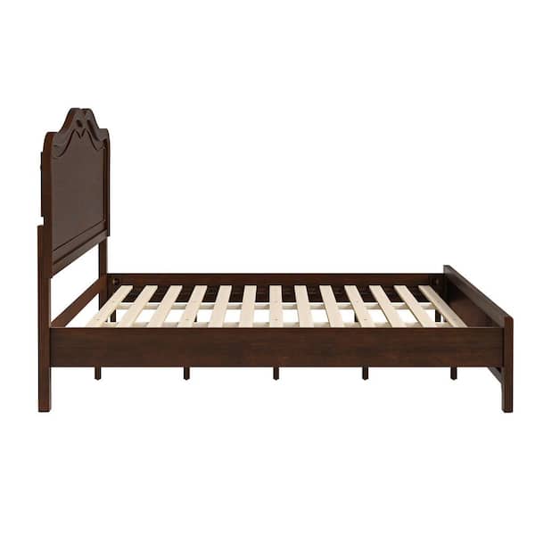 OrangeOne Mid-Century Dark Walnut Brown Solid Wood Frame Queen