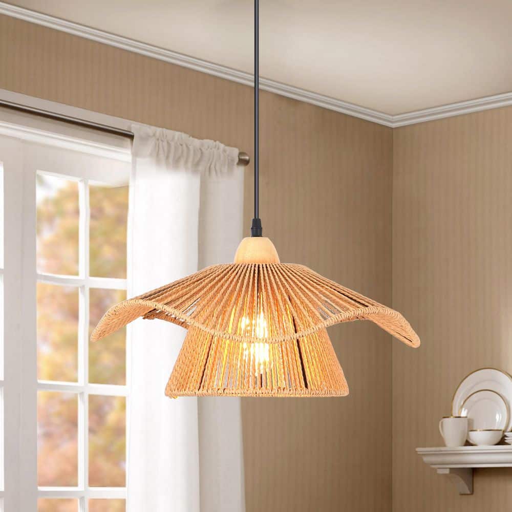 ゆう Room Light replica Genoci 60-Watt 1 Light Black Farmhouse Boho Dimmable Pendant Light