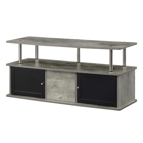 Convenience Concepts Designs2Go 47.25 in. Faux Birch and Black TV Stand Fits up to a 55 in. TV with 3-Storage Cabinets