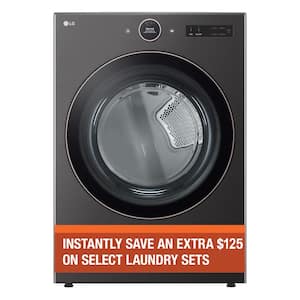 7.4 cu. ft. Vented Stackable SMART Electric Dryer in Black Steel with TurboSteam and AI Sensor Dry Technology