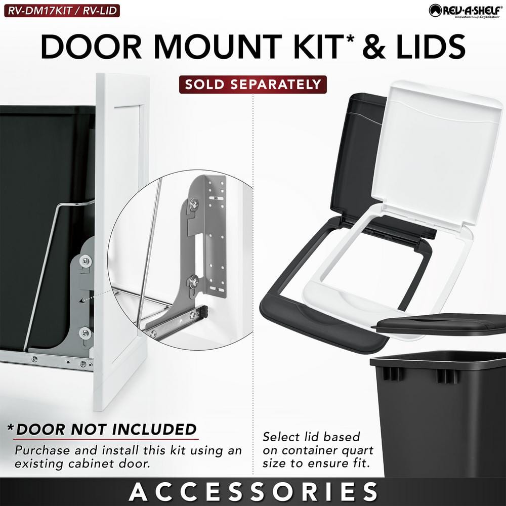 White 35 Quart Pull-Out Trash Can with Sliding Frame