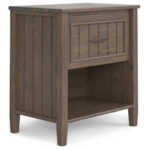 Lev Solid Wood 24 in. Wide Transitional Bedside Nightstand Table in Smoky Brown
