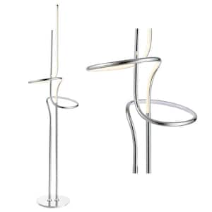 Sketch 64 in. Chrome Minimalist Dimmable Metal Integrated LED Floor Lamp