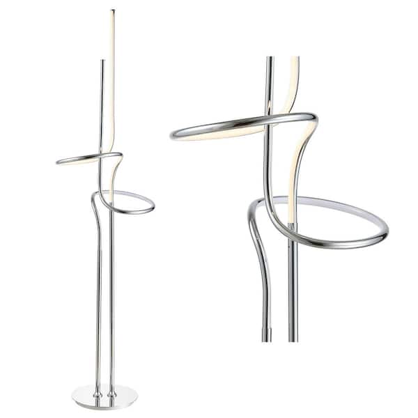 JONATHAN Y Sketch 64 in. Chrome Minimalist Dimmable Metal Integrated LED Floor Lamp