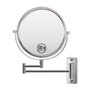 8 in. W x 8 in. H Round Magnifying Wall Mount Bathroom Makeup Mirror 360° Swivel with Extension Arm (Chrome Finish)
