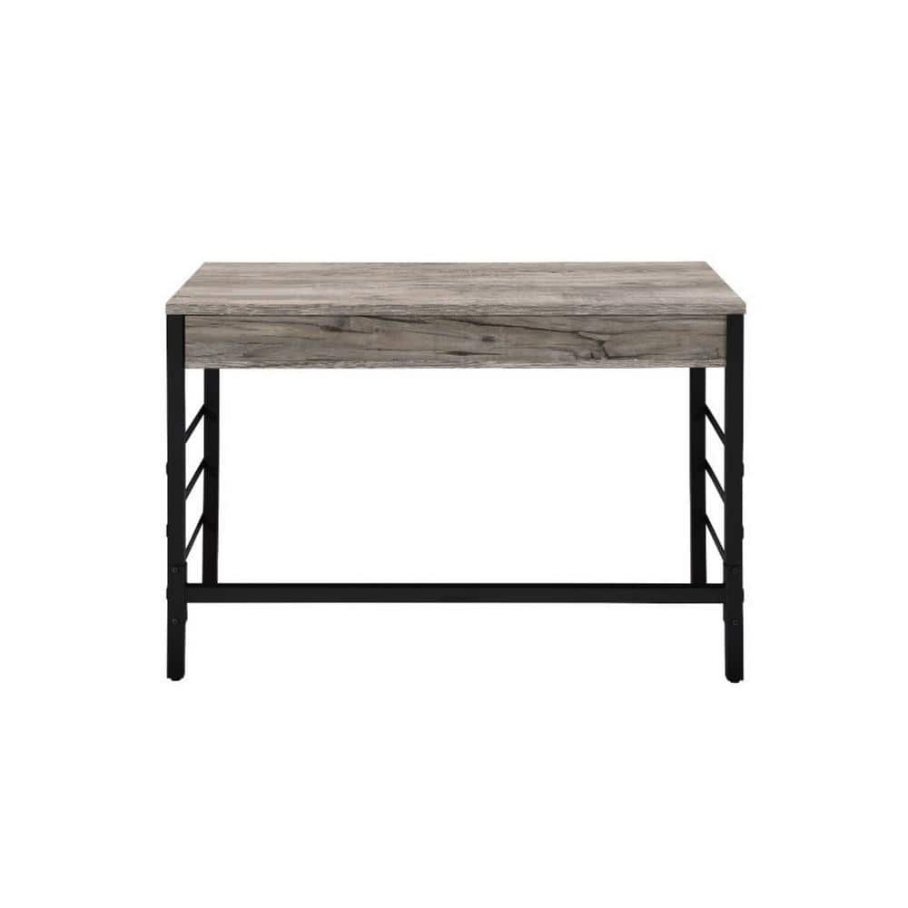 Contemporary Black and Weathered Oak Desk with USB Ports and Drawers