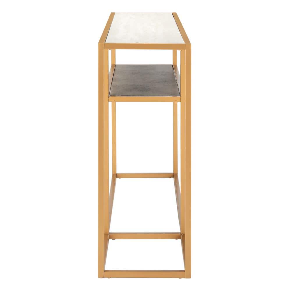 Octavia Transitional 54'' Black & Gold Metal Console Table with Storage