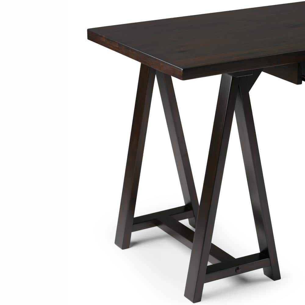 Modern Industrial 60'' Dark Chestnut Brown Wood Office Desk with Keyboard Tray