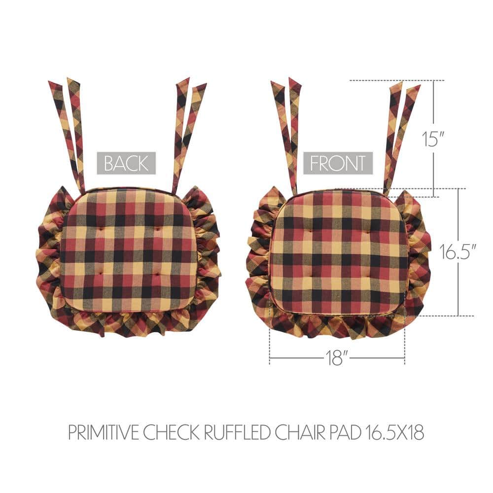 Heritage Farms Deep Burgundy and Tan Checkered Cotton Chair Pad