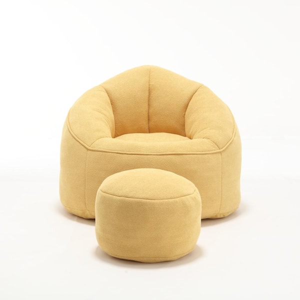 Yellow Microfiber Large (40 in.) Bean Bag with Padded Foam and Footrest durable construction