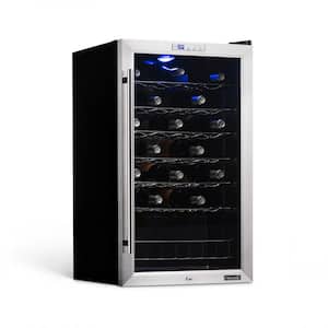 Single Zone 33-Bottle Freestanding Wine Cooler Fridge with Exterior Digital Thermostat and Chrome Racks, Stainless Steel