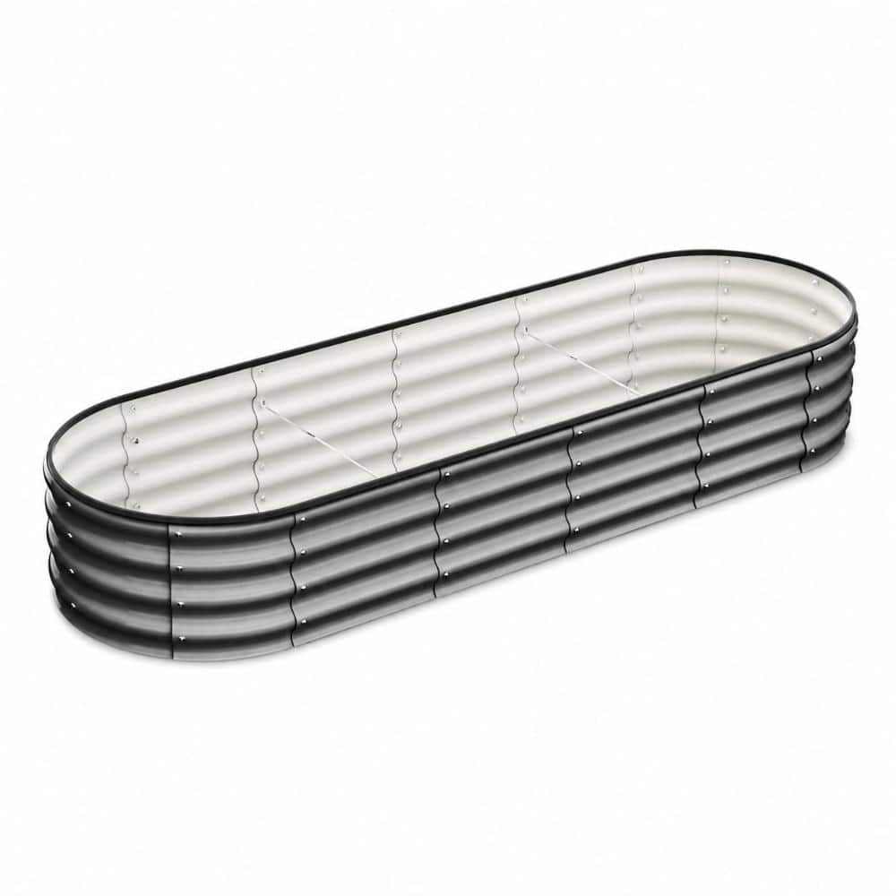 96 in. L x 24 in. W x 12 in. H Dark Gray Galvanized Steel Oval Raised Garden Bed with Open Bottom price history on PriceWatchPro