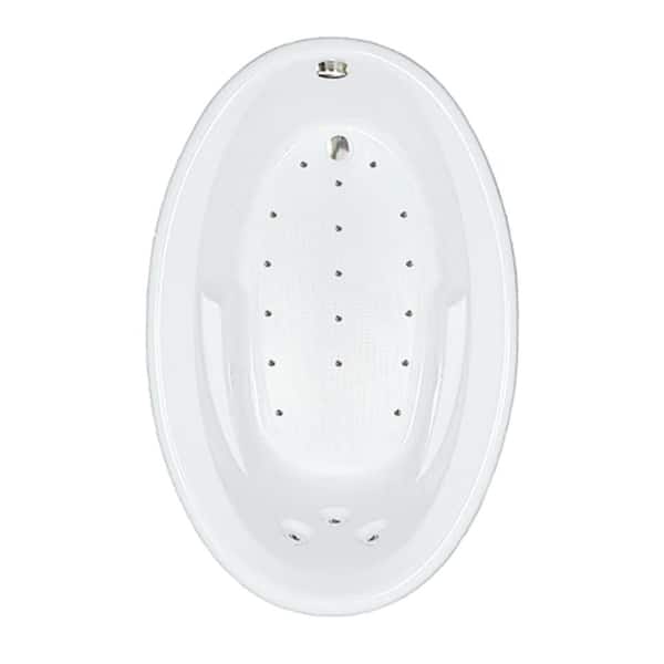 Comfortflo 60 in. x 42 in. Acrylic Oval Drop-in Air Bathtub with Reversible Drain in Biscuit