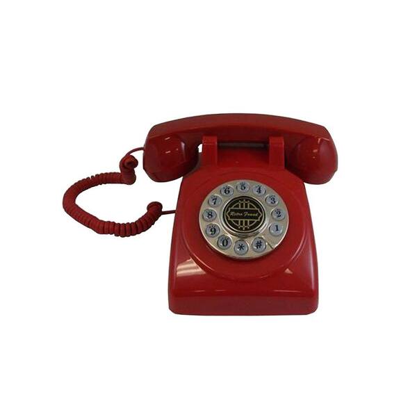 Paramount Analog Corded 1950 Red Desk Phone with Faux Rotary Dial