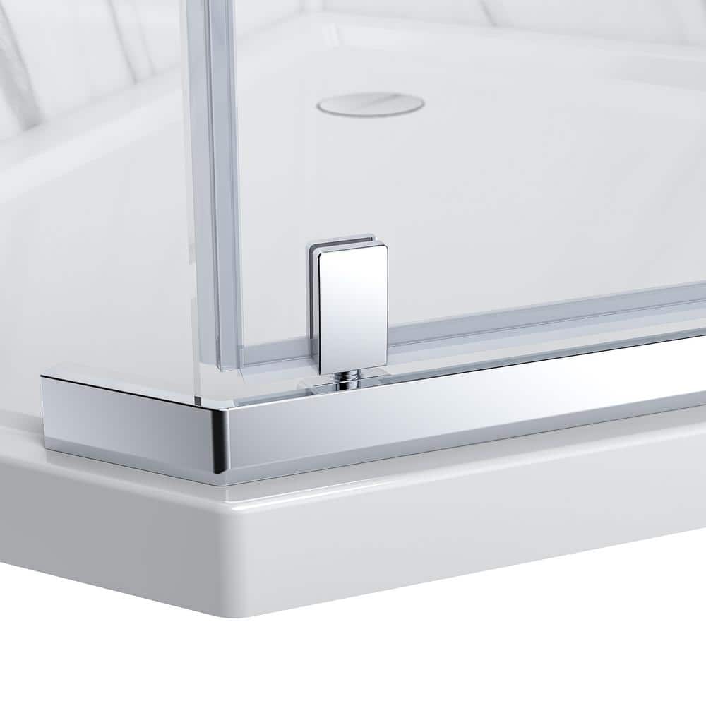 Capri 38'' Chrome Neo-Angle Shower Kit with Marble Pattern