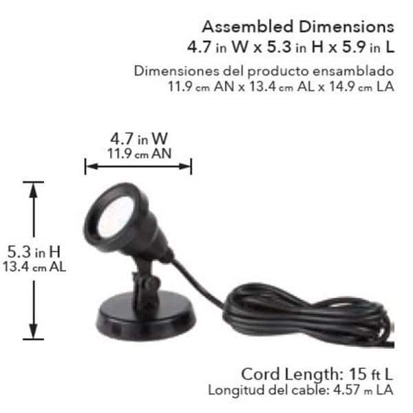 Black Low Voltage LED Submersible Pond Light with Glass Lens