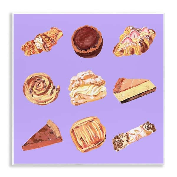 Stupell Industries Delicious Pastries on Purple by Melissa Wang Unframed Food Graphic Art Print 12 in. x 2 in.