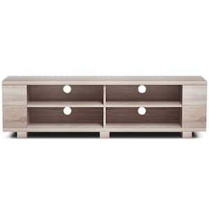 59 in. Natural TV Stand Fits TV's up to 65 in. with Adjustable Shelves and Cable Holes