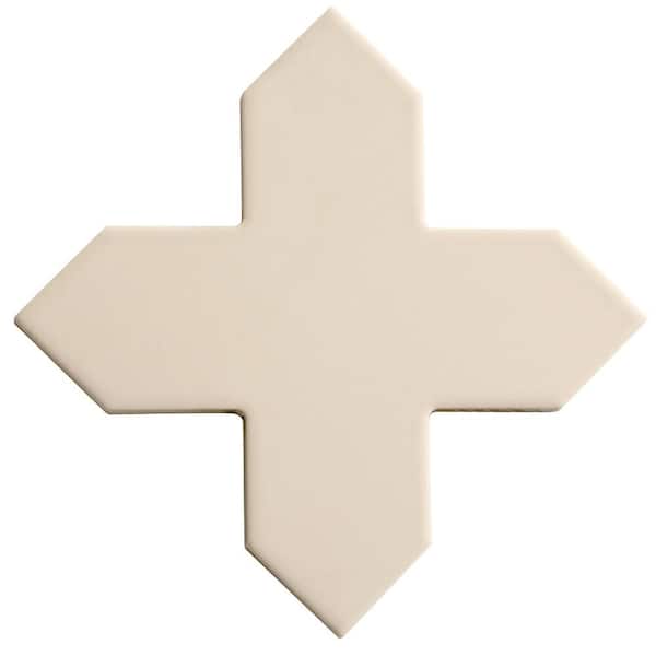 Seville 5 in. x 5 in. Matte Ecru Taupe Porcelain Cross Wall and Floor Tile (5.31 sq. ft./case)-34 Pack