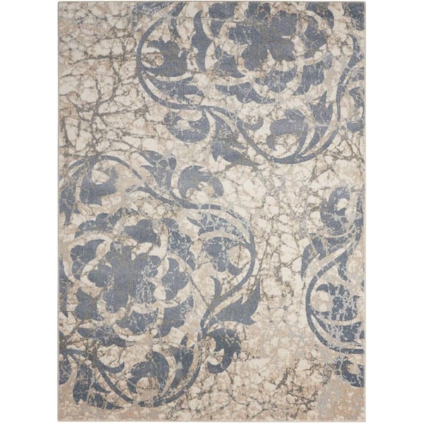 8 ft. x 11 ft. Multi-Colored Floral Distressed Non Skid Area Rug