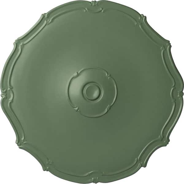 Ekena Millwork 18-7/8" x 1-1/2" Pompeii Urethane Ceiling (Fits Canopies upto 2"), Hand-Painted Athenian Green