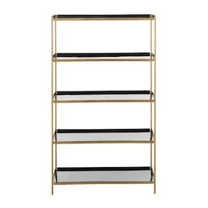 Justine 52 in. Black/Gold Metal 5-shelf Bookcase