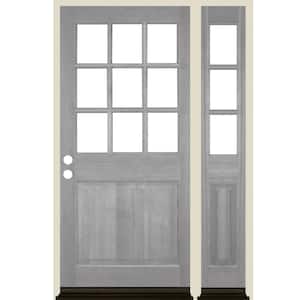 50 in. x 80 in. Right Hand 9-Lite with Beveled Glass Grey Stain Douglas Fir Prehung Front Door Right Sidelite