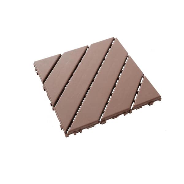 Tidoin Outdoor 1 ft. x 1 ft. Composite Interlocking Tile Deck Tile in Brown(36 Per Box)