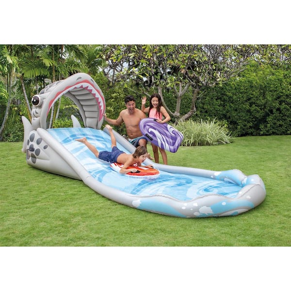 Intex Surf N Slide Inflatable Kids Backyard Water Slide & 120V Electric Pump 