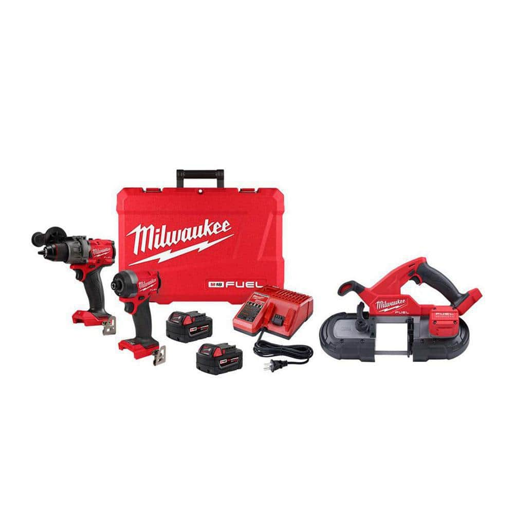 M18 FUEL 18-V Lithium-Ion Brushless Cordless Hammer Drill and Impact Driver Combo Kit (2-Tool) with Compact Bandsaw -  Milwaukee, 3697-22-2829