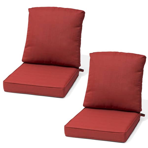 2 Pieces Outdoor Couch Cushion with Removable Cover 21 in. x 22 in. x 3.5 in. Thickened Patio Deep Seat Cushion in Red